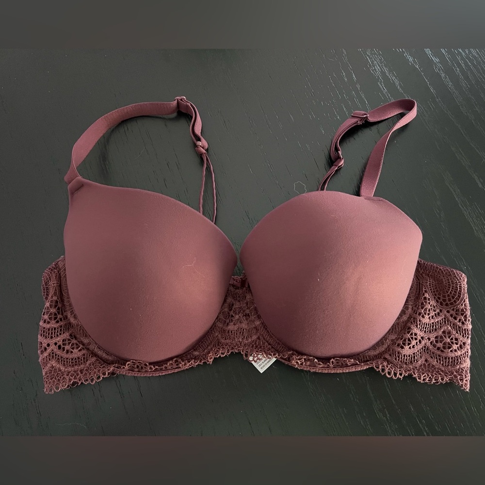 🛍️Auden Brown Lace Trimmed Bra - Picture 1 of 7